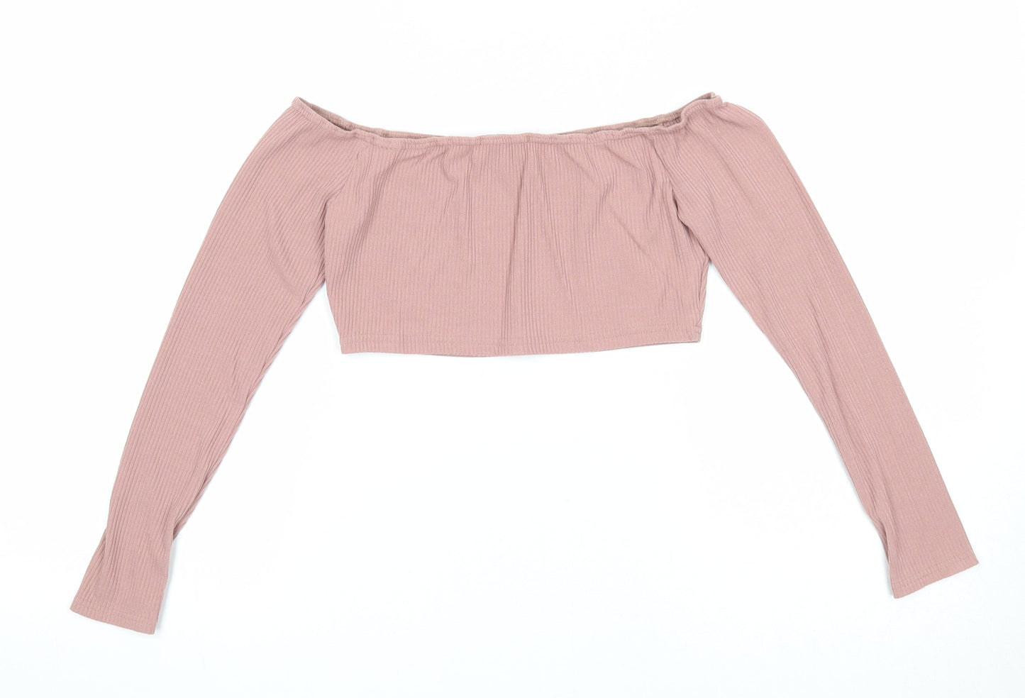 In the Style Womens Pink Viscose Cropped T-Shirt Size 8 Boat Neck