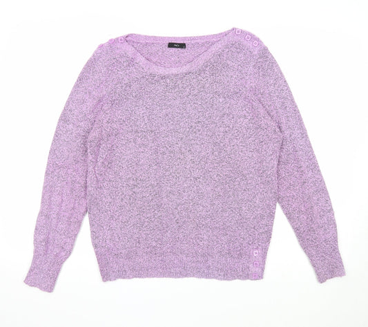 M&Co Womens Purple Scoop Neck Acrylic Pullover Jumper Size 18
