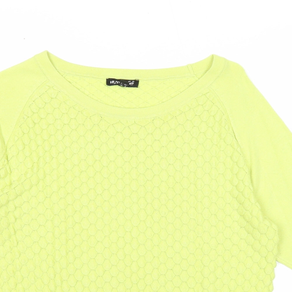 Marble Womens Green Round Neck Viscose Pullover Jumper Size 14