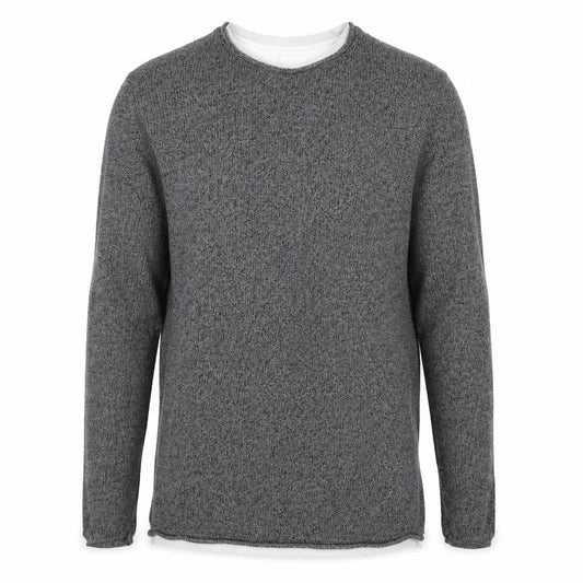 George Mens Grey Round Neck Acrylic Pullover Jumper Size S Long Sleeve
