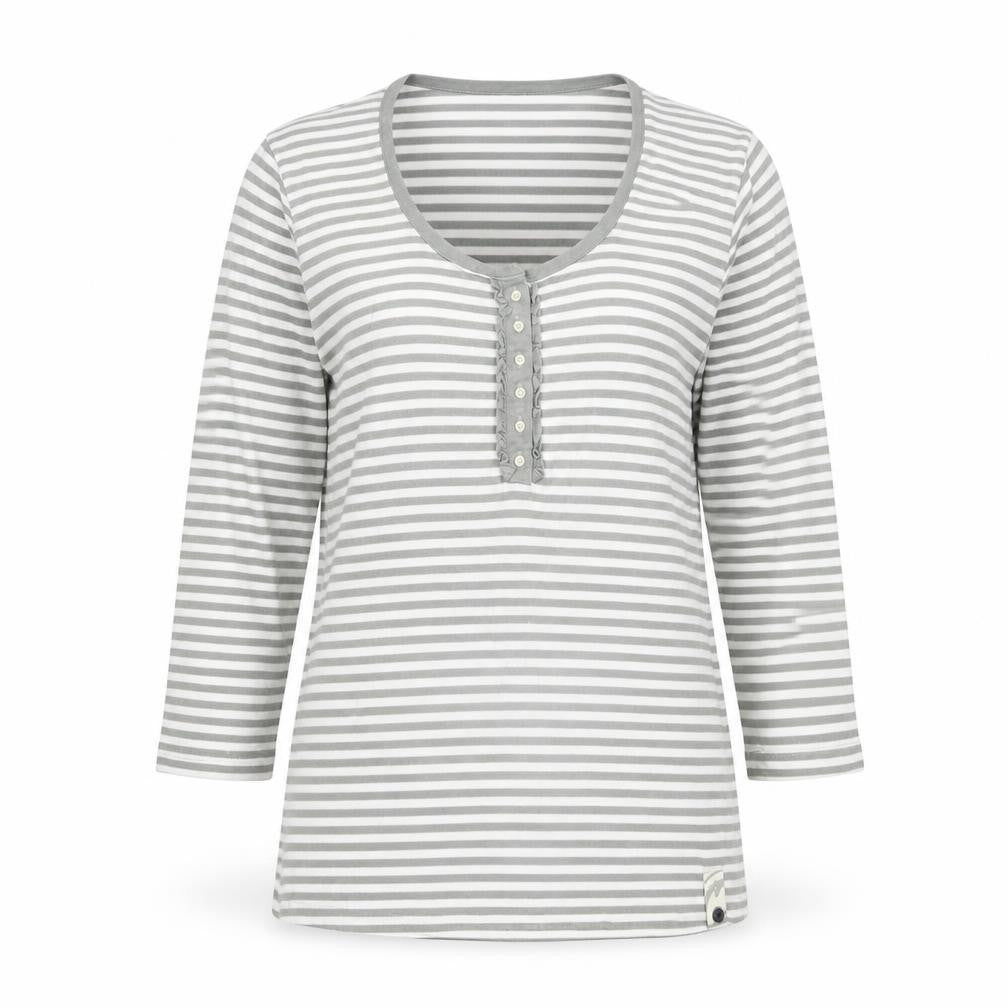 Jack Murphy Womens Green Striped Cotton Basic Blouse Size 10 Scoop Neck
