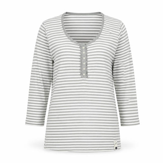 Jack Murphy Womens Green Striped Cotton Basic Blouse Size 10 Scoop Neck