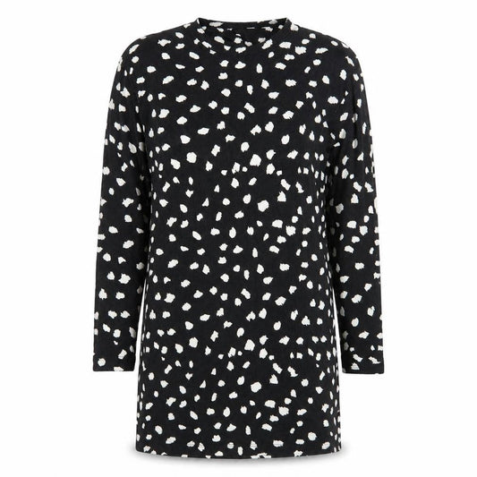 F&F Womens Black Geometric Polyester A-Line Size 6 Round Neck Pullover