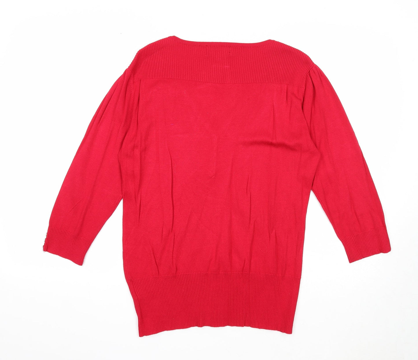 Paramour Womens Red V-Neck Viscose Pullover Jumper Size M