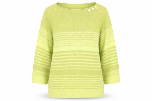 Per Una Womens Green Boat Neck Striped Acrylic Pullover Jumper Size L