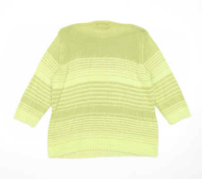 Per Una Womens Green Boat Neck Striped Acrylic Pullover Jumper Size L