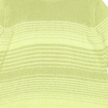 Per Una Womens Green Boat Neck Striped Acrylic Pullover Jumper Size L