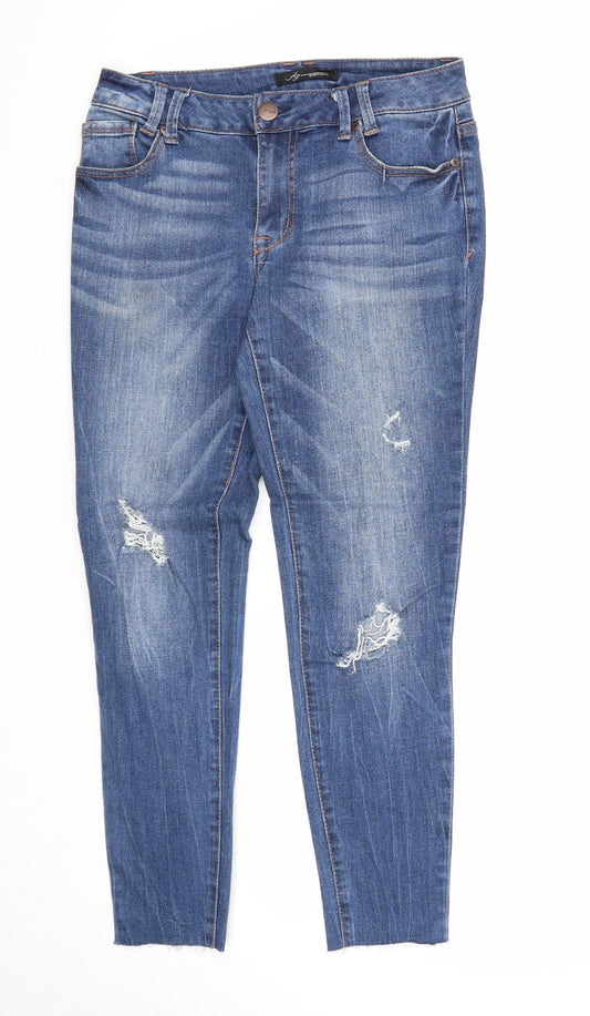 Preworn Womens Blue Cotton Skinny Jeans Size 6 Regular Zip