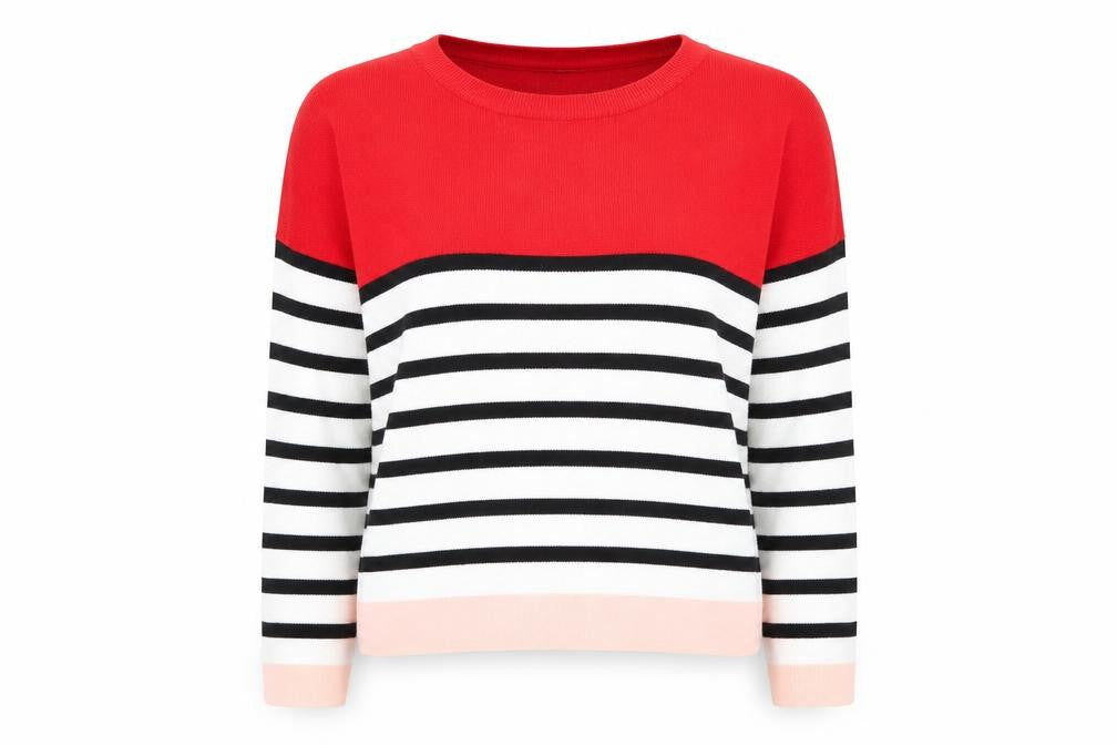 New Look Womens Multicoloured Round Neck Striped Viscose Pullover Jumper Size M