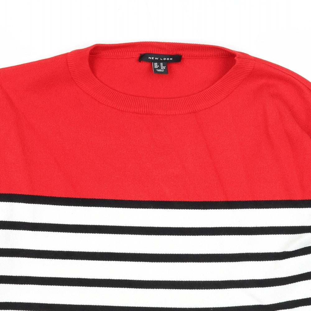 New Look Womens Multicoloured Round Neck Striped Viscose Pullover Jumper Size M
