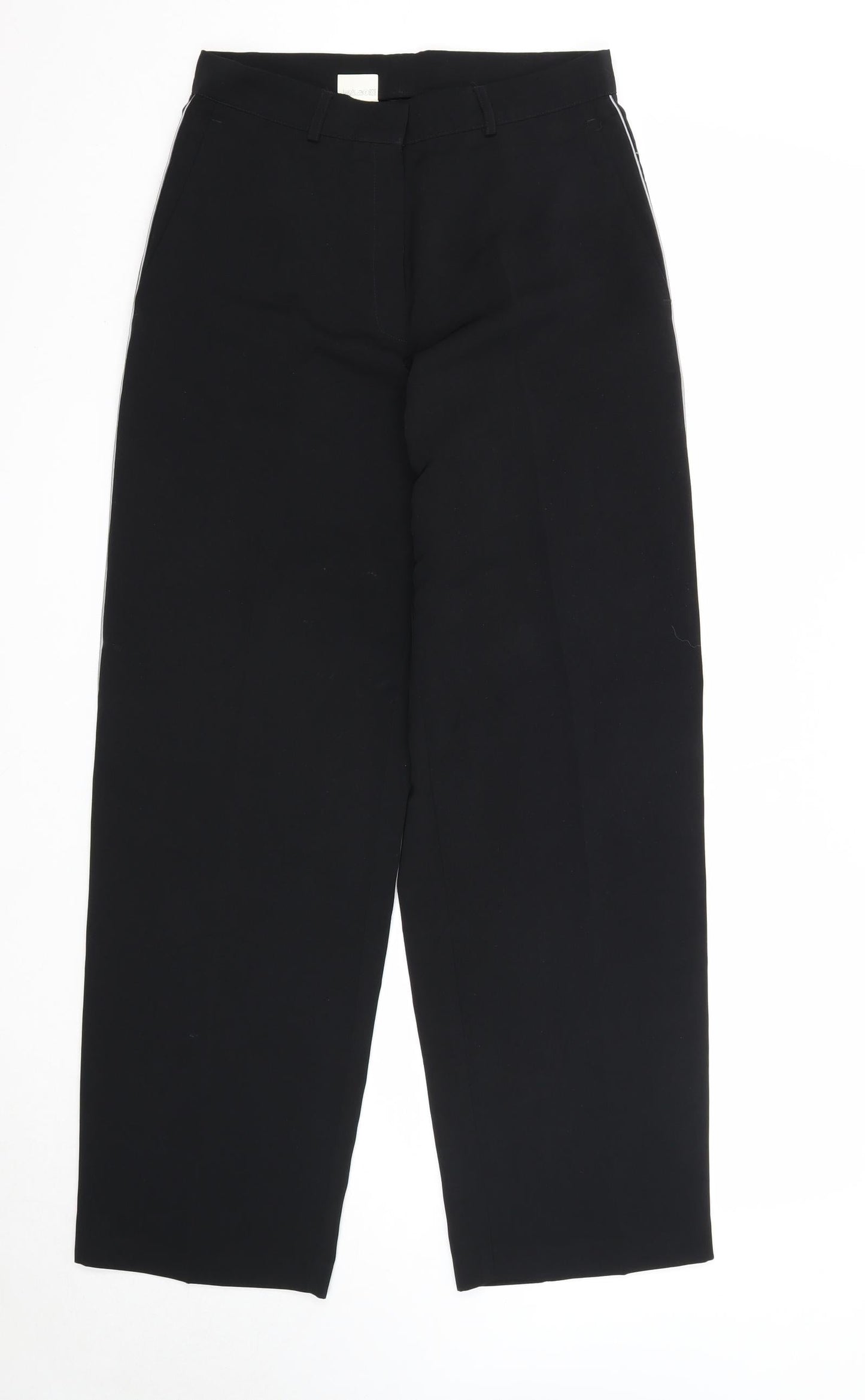 Preworn Womens Black Polyester Trousers Size 12 Regular Zip