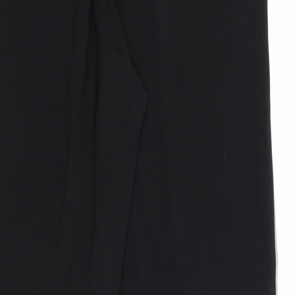 Preworn Womens Black Polyester Trousers Size 12 Regular Zip