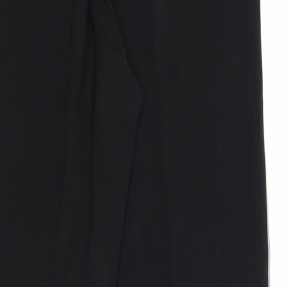 Preworn Womens Black Polyester Trousers Size 12 Regular Zip