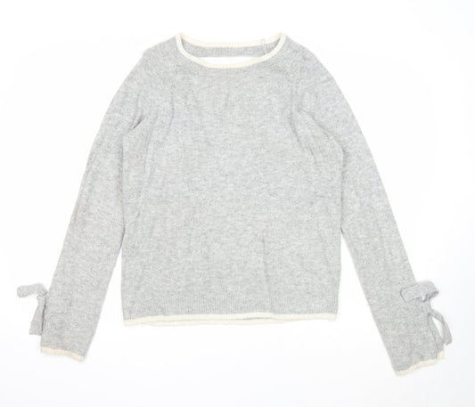 Dorothy Perkins Womens Grey Round Neck Acrylic Pullover Jumper Size 10