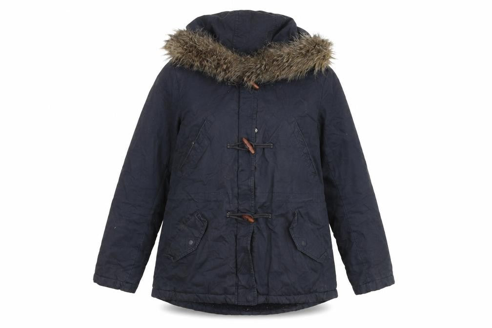 H&M Womens Blue Parka Coat Size 12 Hook & Loop