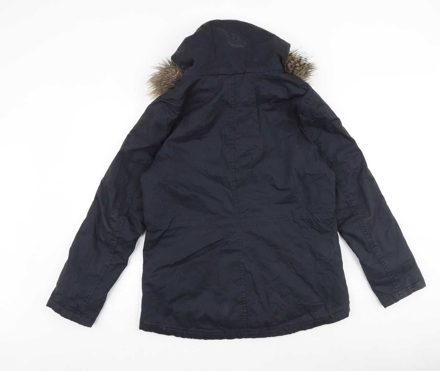 H&M Womens Blue Parka Coat Size 12 Hook & Loop