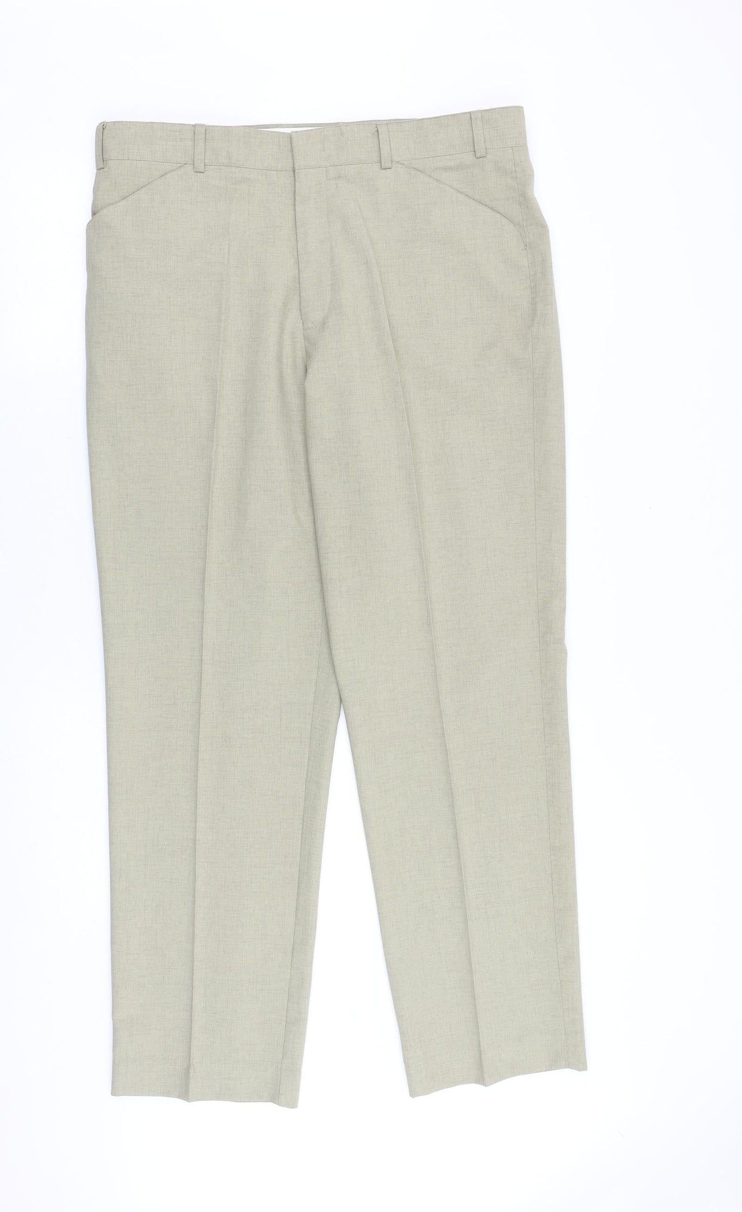 BHS Mens Beige Polyester Trousers Size 36 in Regular Zip