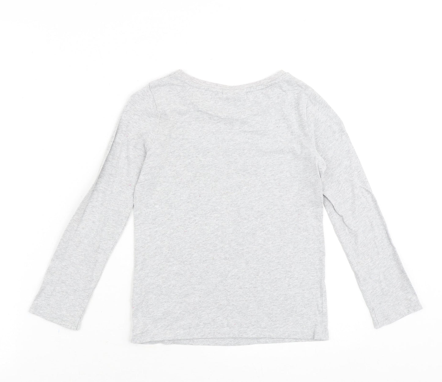NEXT Girls Grey 100% Cotton Basic Casual Size 8 Years Round Neck Pullover