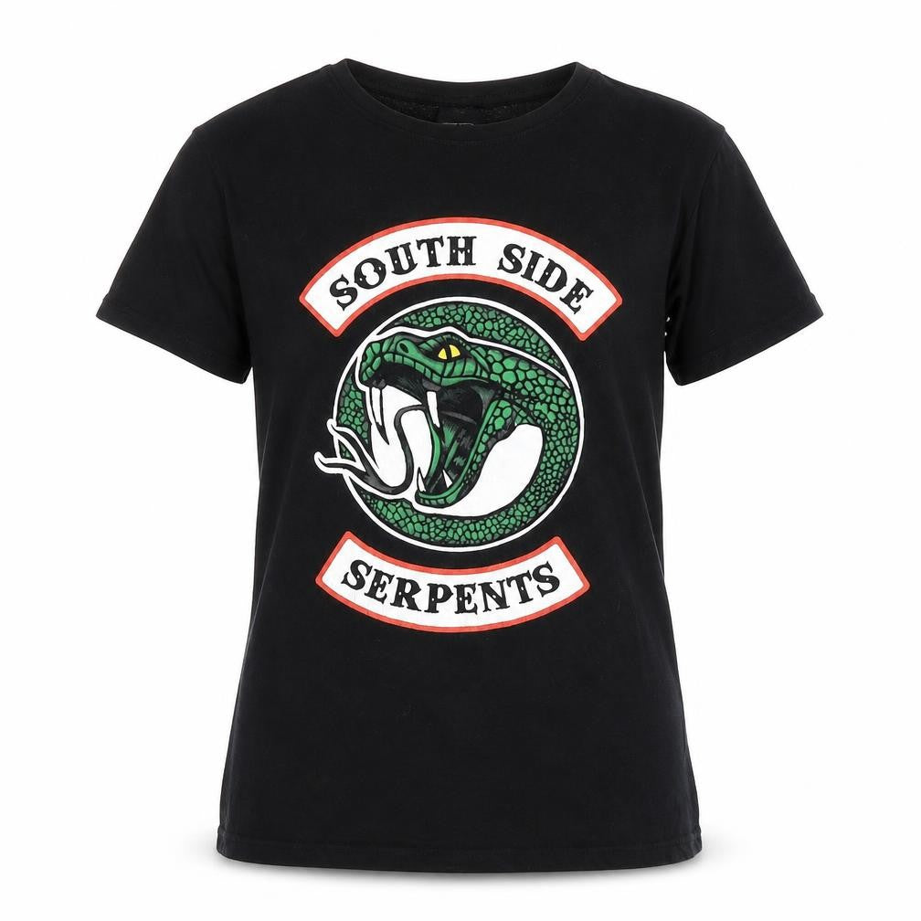 New Look Womens Black 100% Cotton Basic T-Shirt Size 8 Round Neck - South Side Serpents