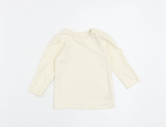 Nutmeg Baby Ivory Cotton Basic T-Shirt Size 9-12 Months Round Neck Snap