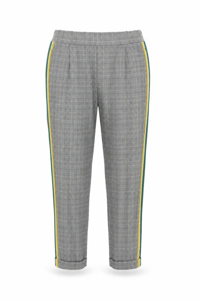 Zara Womens Grey Plaid Viscose Trousers Size S Regular Zip
