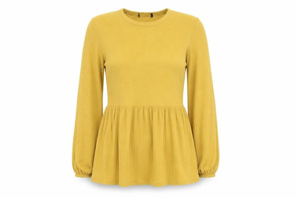 New Look Womens Yellow Polyester Basic Blouse Size 8 Round Neck