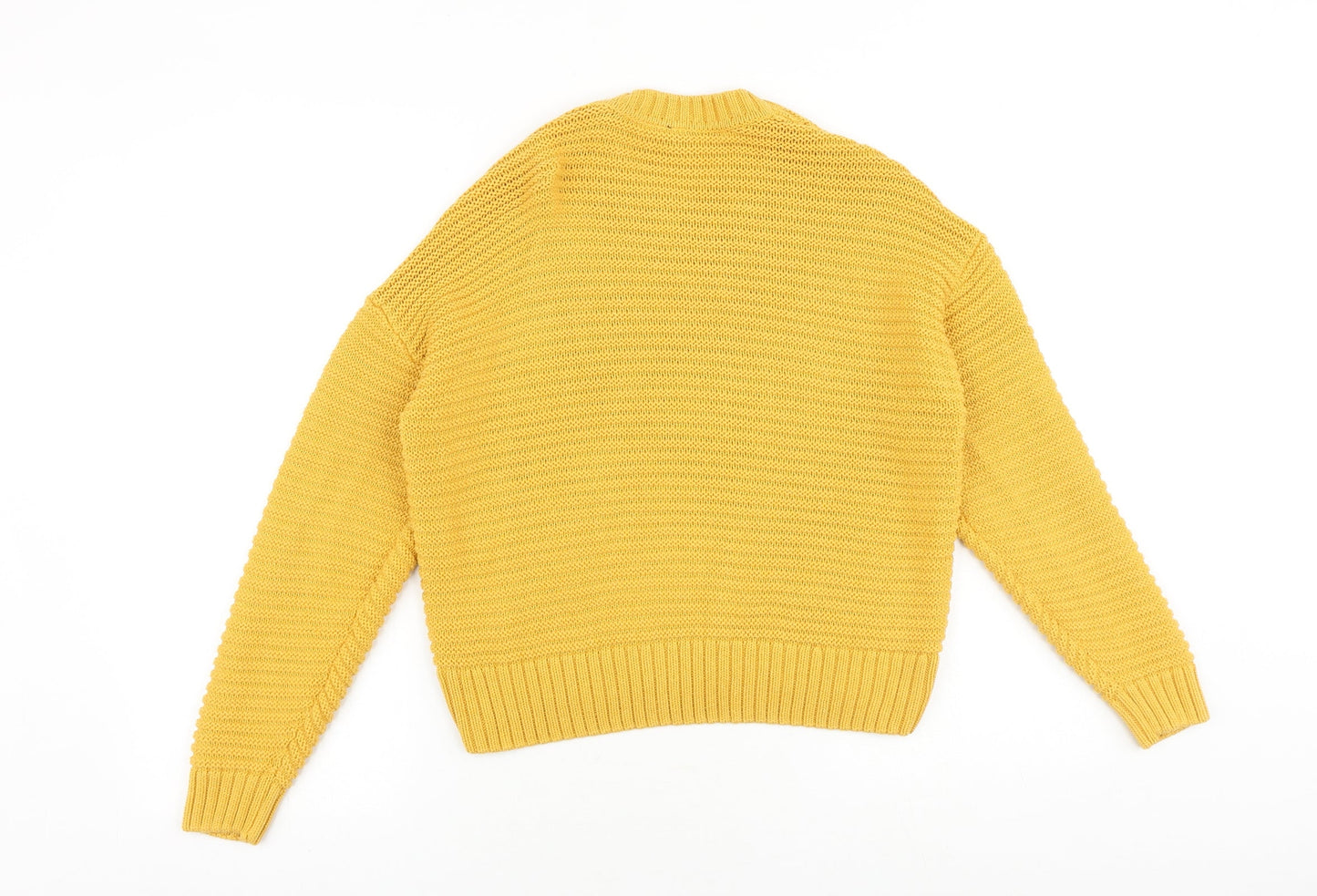 H&M Womens Yellow Round Neck Acrylic Pullover Jumper Size XS