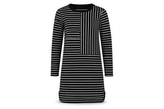 Debenhams Womens Black Striped Viscose A-Line Size 10 Round Neck Pullover
