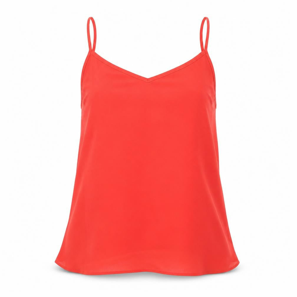 New Look Womens Red Polyester Basic Tank Size 10 V-Neck