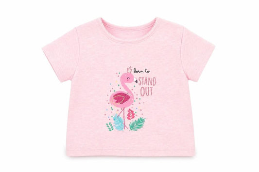 Primark Baby Pink Cotton Basic T-Shirt Size 6-9 Months Round Neck Pullover - Born to Stand Out Flamingo