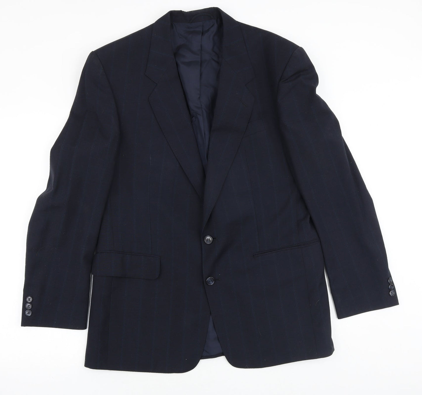 Bernhardt Mens Blue Striped Polyester Jacket Blazer Size 42 Regular