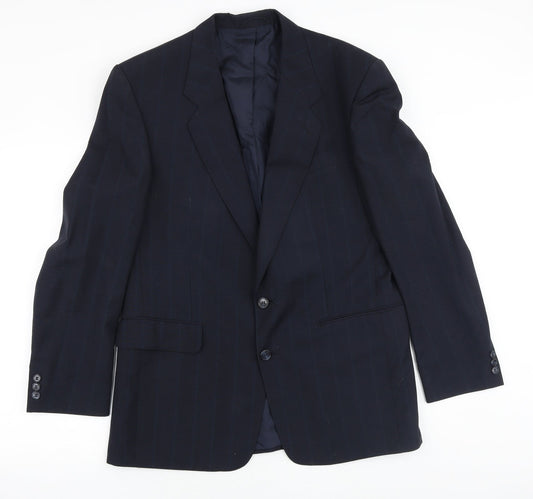 Bernhardt Mens Blue Striped Polyester Jacket Blazer Size 42 Regular