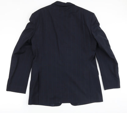 Bernhardt Mens Blue Striped Polyester Jacket Blazer Size 42 Regular