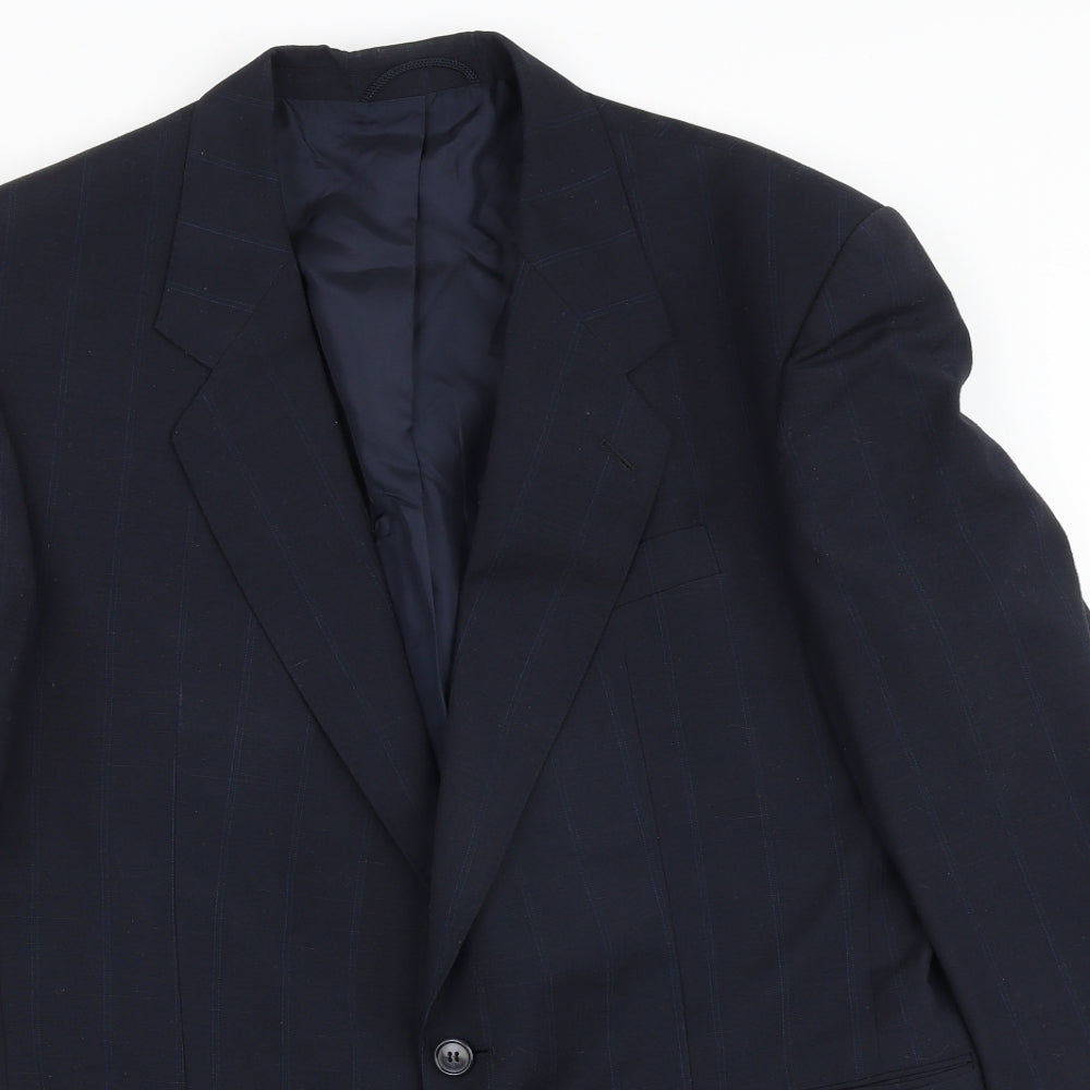 Bernhardt Mens Blue Striped Polyester Jacket Blazer Size 42 Regular