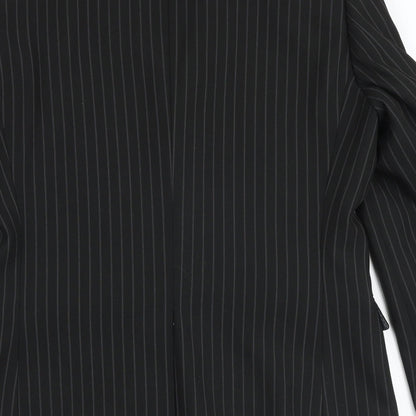 Avenue Mens Black Striped Viscose Jacket Blazer Size 38 Regular