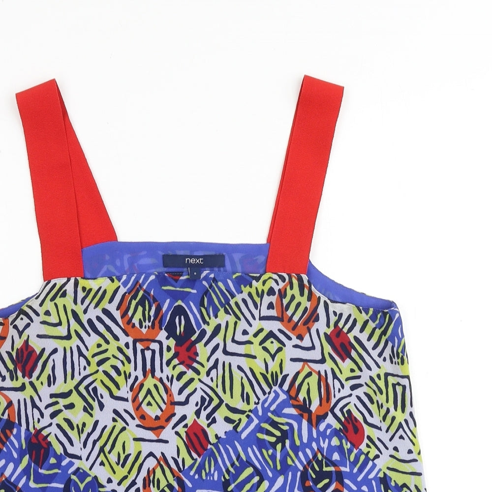 NEXT Womens Multicoloured Geometric Polyester Basic Tank Size 8 Square Neck