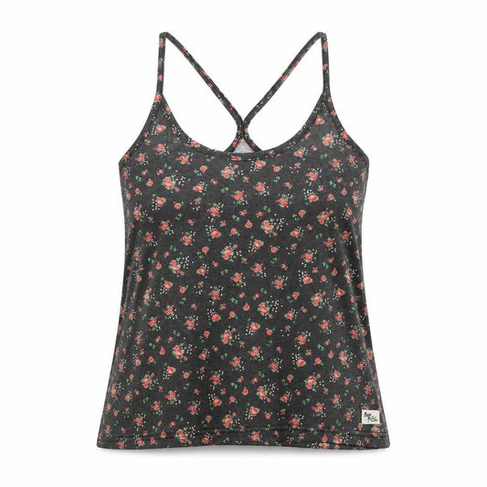 Ocean Pacific Womens Black Floral Polyester Camisole Tank Size 10 Scoop Neck