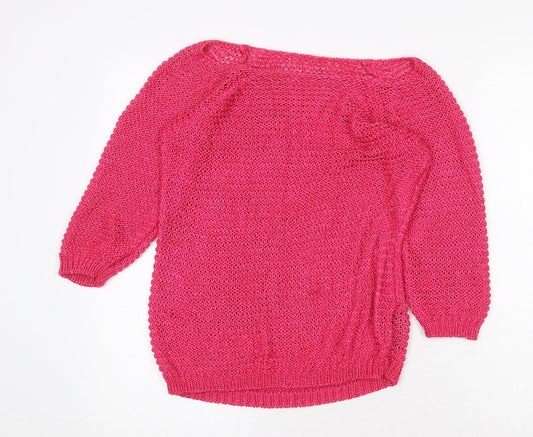 Per Una Womens Pink Boat Neck Acrylic Pullover Jumper Size M
