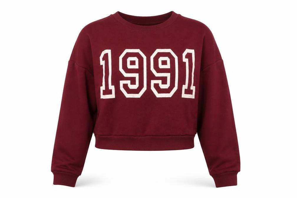 Topshop Womens Red Polyester Pullover Sweatshirt Size 8 Pullover - 1991 Cropped