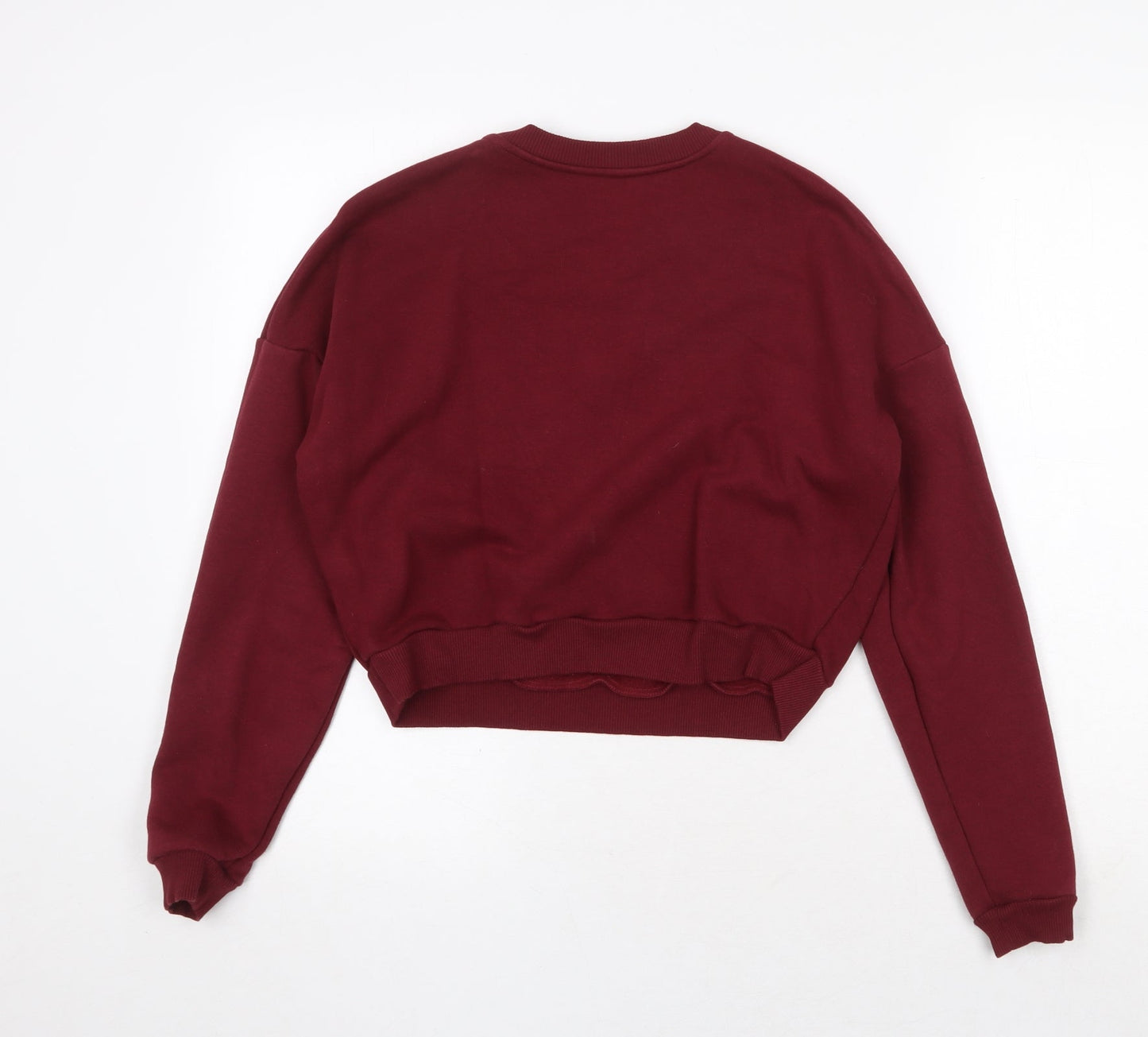 Topshop Womens Red Polyester Pullover Sweatshirt Size 8 Pullover - 1991 Cropped