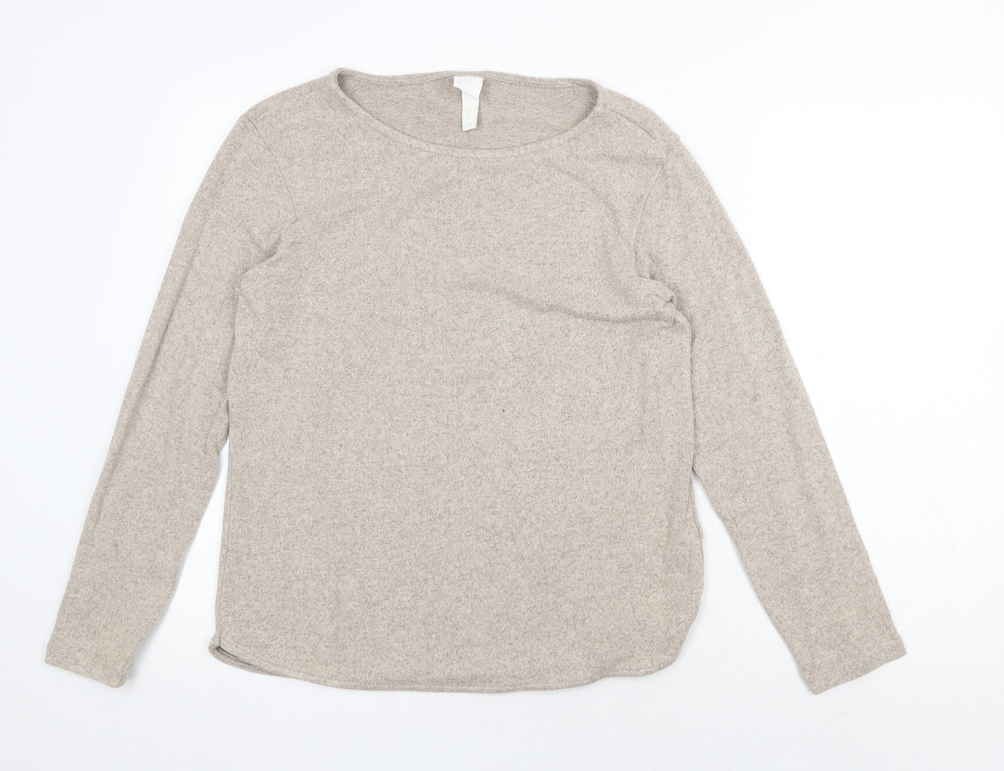 H&M Womens Beige Scoop Neck Viscose Pullover Jumper Size S