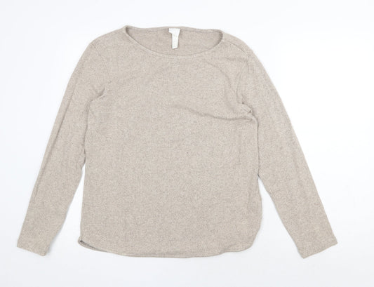 H&M Womens Beige Scoop Neck Viscose Pullover Jumper Size S
