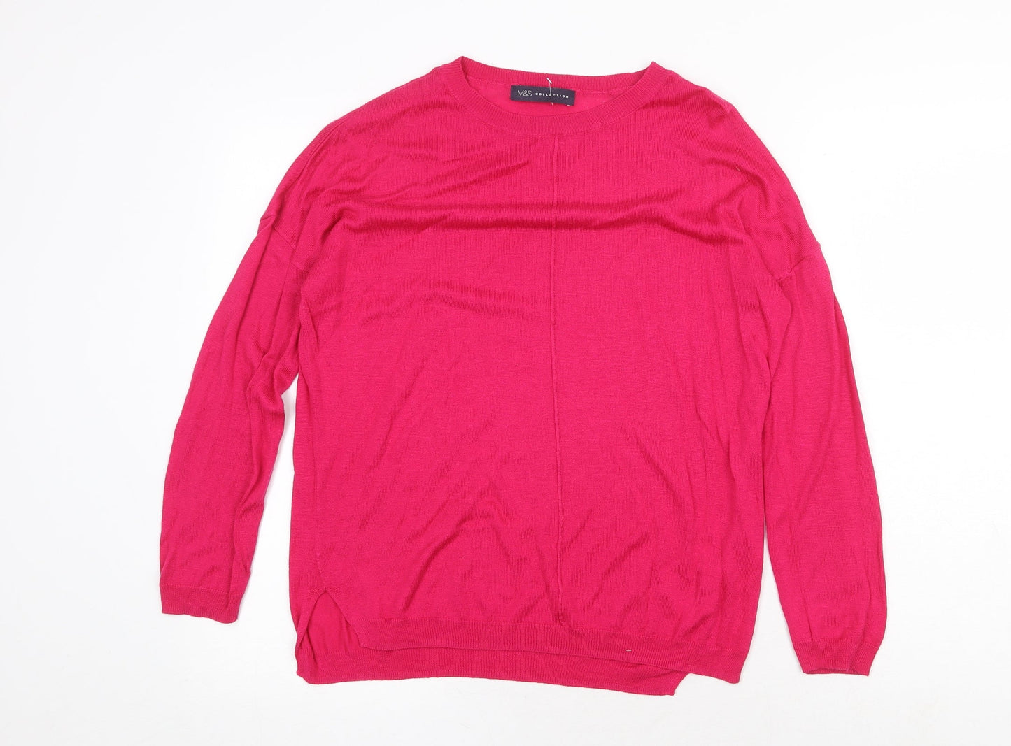Marks and Spencer Womens Pink Scoop Neck Viscose Pullover Jumper Size M