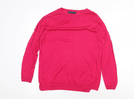Marks and Spencer Womens Pink Scoop Neck Viscose Pullover Jumper Size M