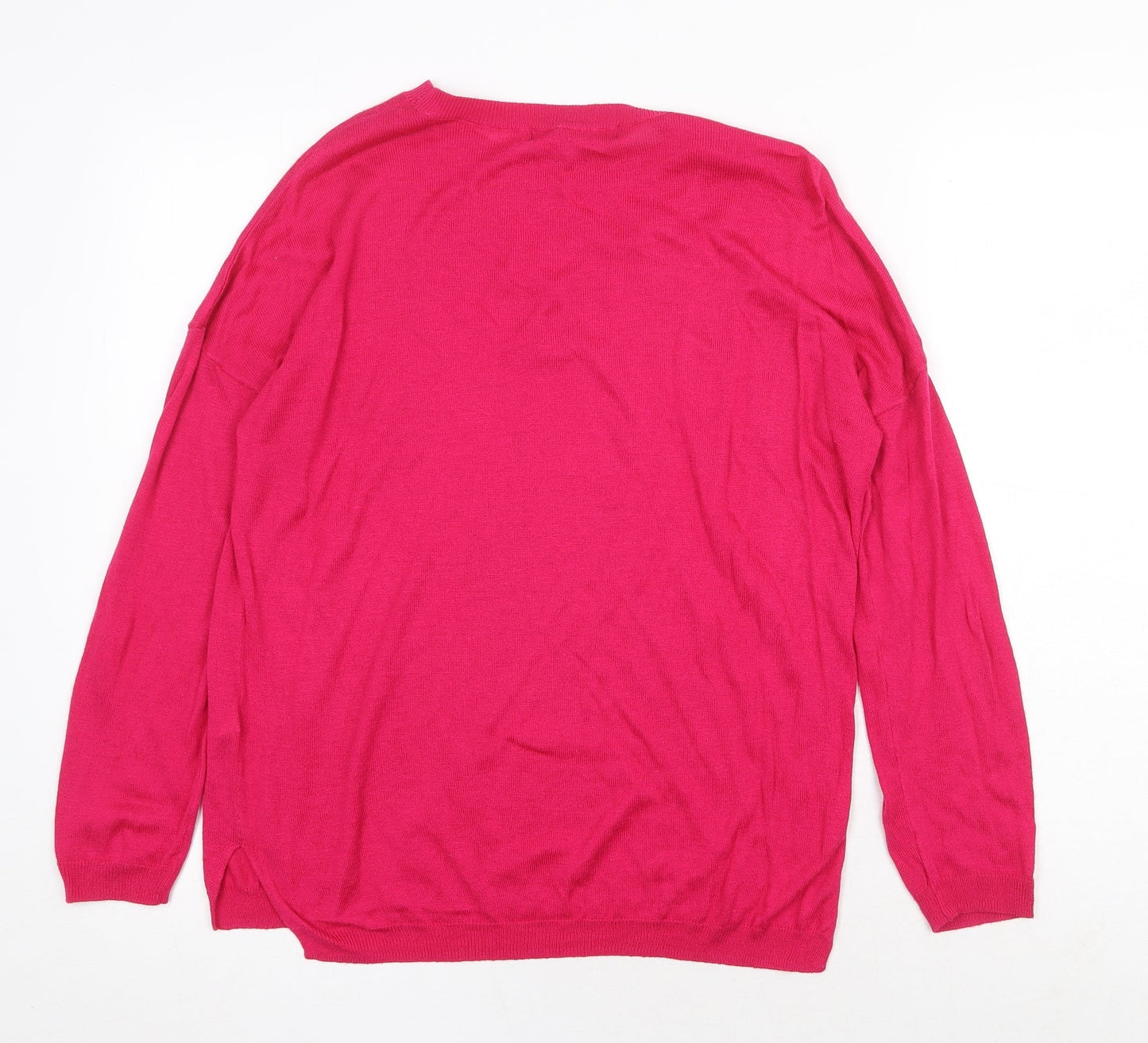 Marks and Spencer Womens Pink Scoop Neck Viscose Pullover Jumper Size M