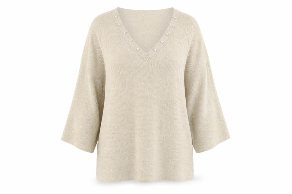George Womens Gold V-Neck Acrylic Pullover Jumper Size L - Split Sleeve
