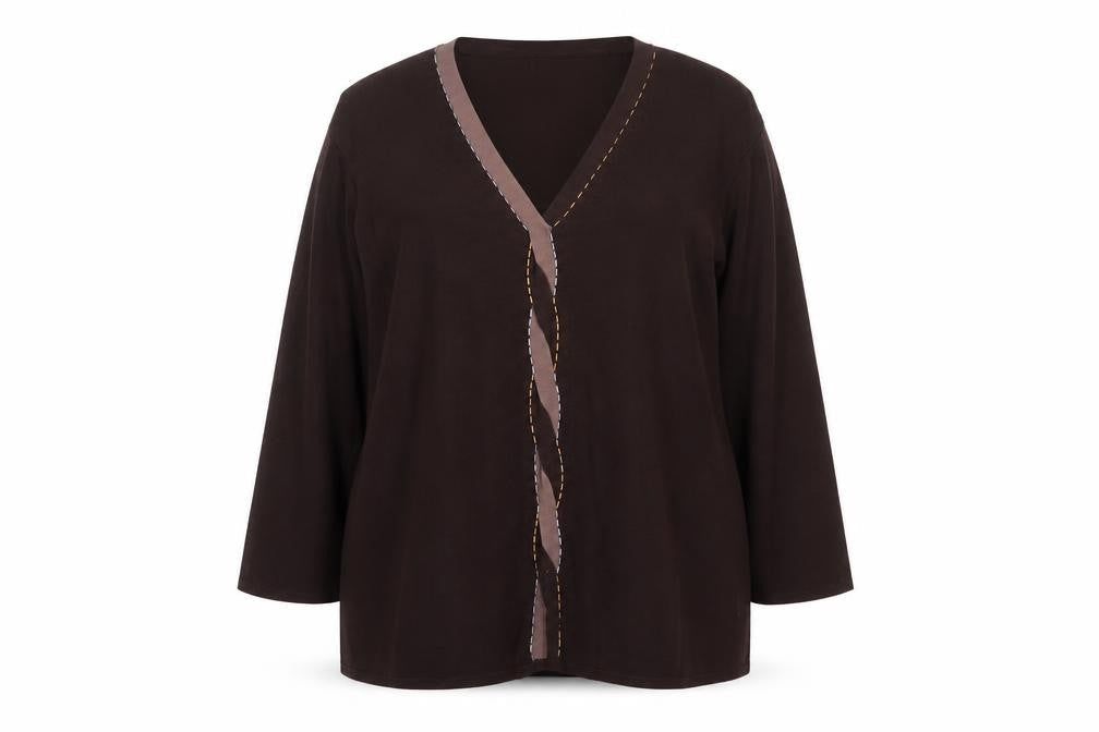 Pure & Natural Womens Brown Viscose Basic Blouse Size 18 V-Neck