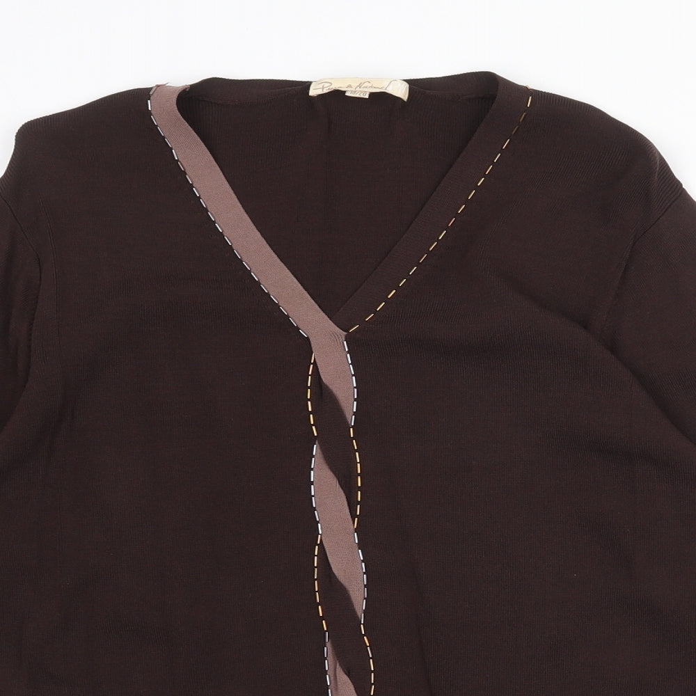 Pure & Natural Womens Brown Viscose Basic Blouse Size 18 V-Neck