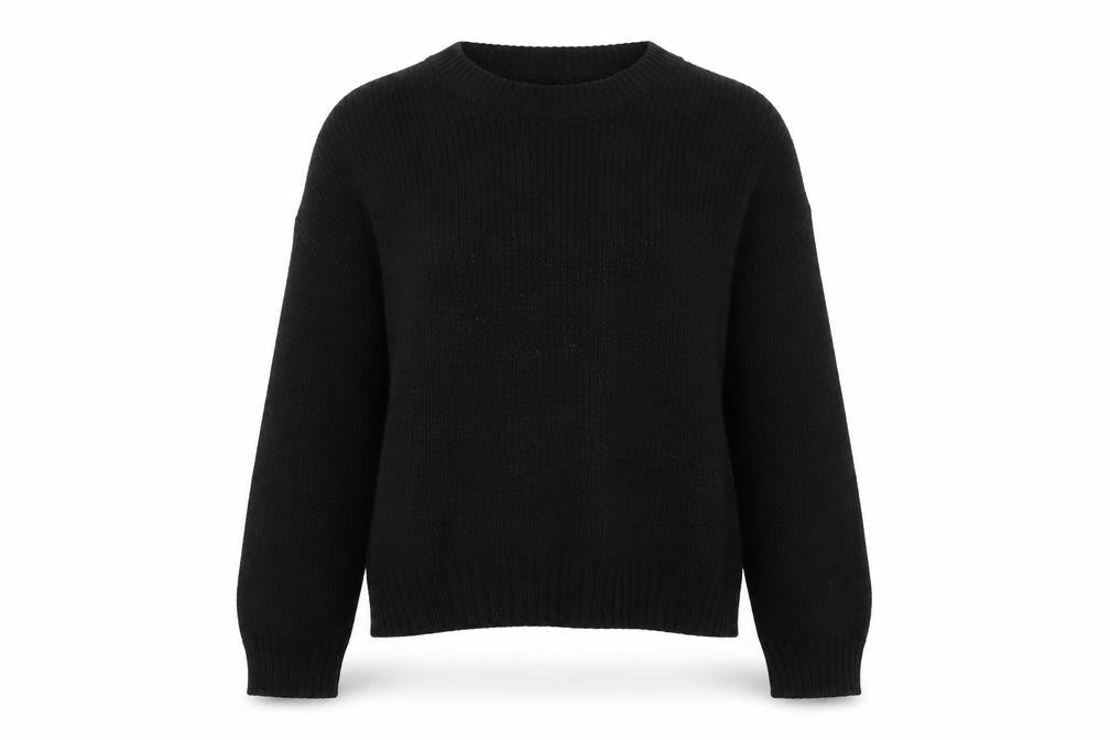 Glamorous Womens Black Boat Neck Acrylic Pullover Jumper Size XS