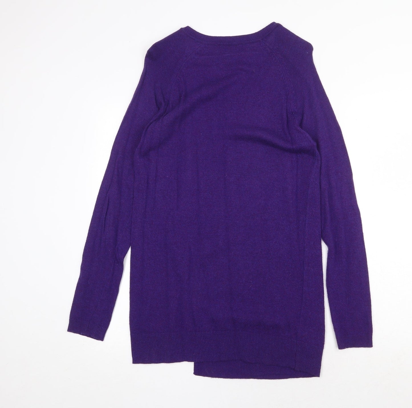 Marks and Spencer Womens Purple V-Neck Viscose Tunic Jumper Size 10